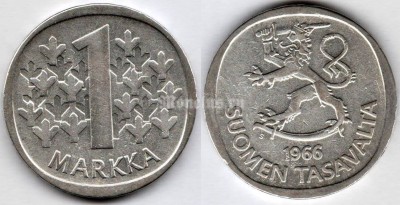 монета Финляндия 1 марка 1966 год