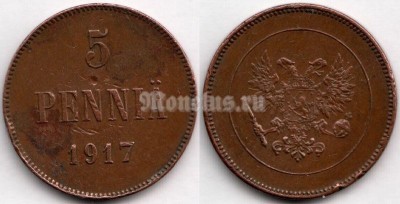​Монета Русская Финляндия 5 пенни 1917 год Временное правительство​