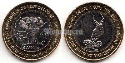 Монета Гвинея Бисау 4 африка/6000 франков 2004 год - Газель