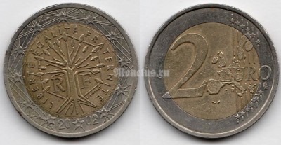 монета Франция 2 евро 2002 год