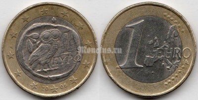 монета Греция 1 евро 2006 год