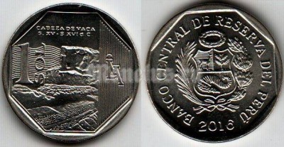 монета Перу 1 новый соль 2016 год Серия богатство и гордость Перу - Кабеса де Вака