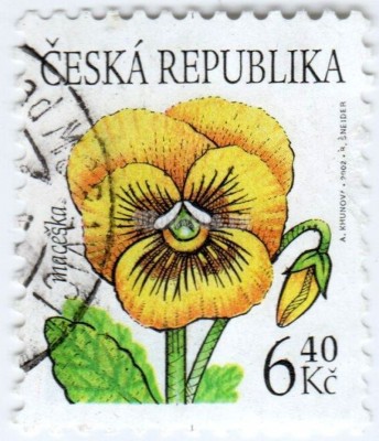 марка Чехия 6,40 кроны "Flowers: Pansy" 2002 год гашение